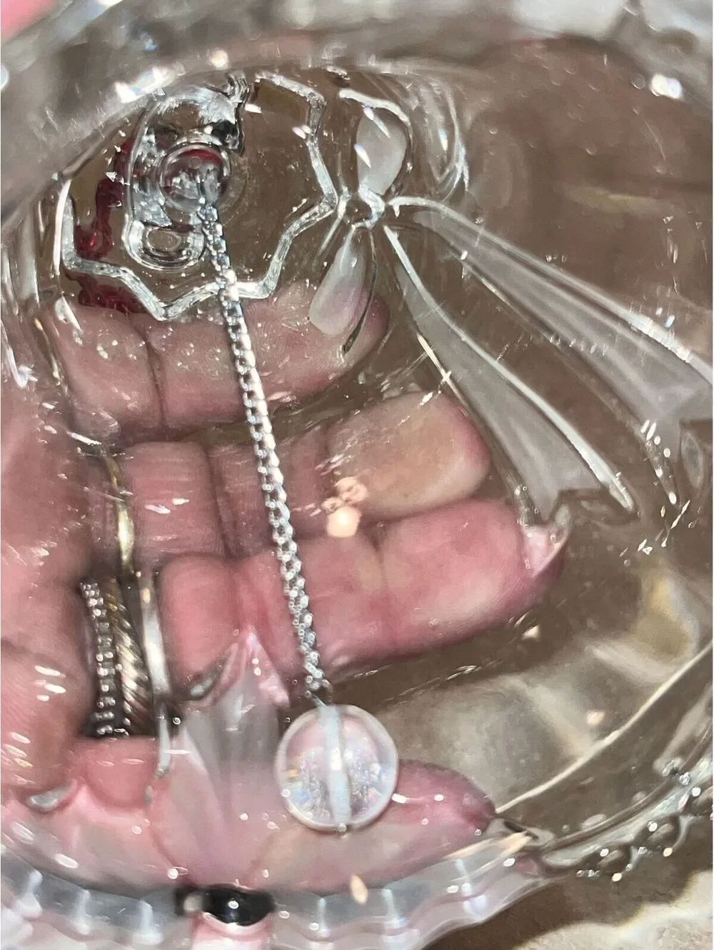 Vintage Clear Glass Bell With Bow Design